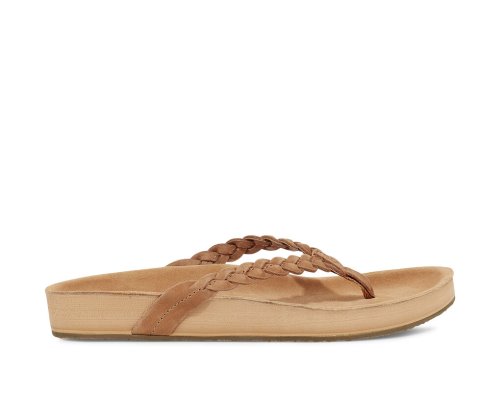 Női Strandpapucs - Sanuk She Loungy Braid Bőr - Sanuk Barna Cipő PMINGL259